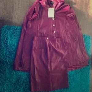 A 2 piece poncho and skirt both leather